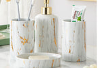 Set Accessori Bagno in Ceramica - Effetto Marmo & Oro