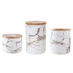 Marble Luxury Jar: Barattolo in Ceramica con Coperchio in Legno